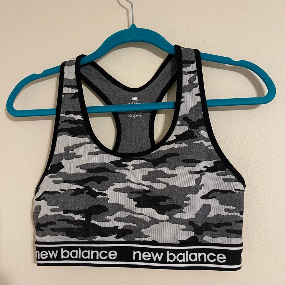 New Balance sports bra camo gray black Size XL